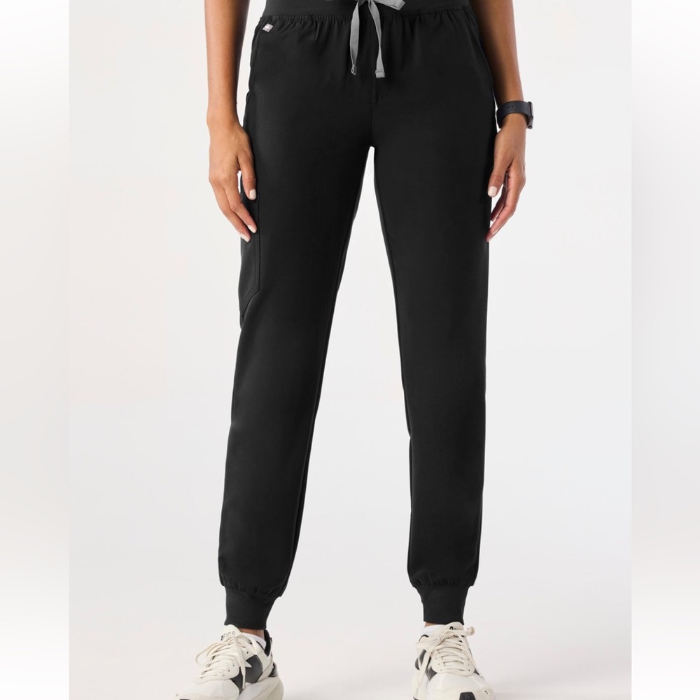 Figs Black Track Pants with Gray Drawstrings